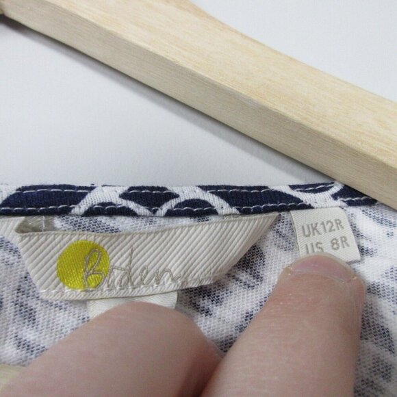 Boden Women Blue Geometric Sleeveless Racer Neck Mini Dress 8 Jersey Summer 194 - Picture 3 of 10